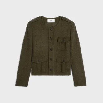 Veste Chasseur en cachemire bouclé tressé