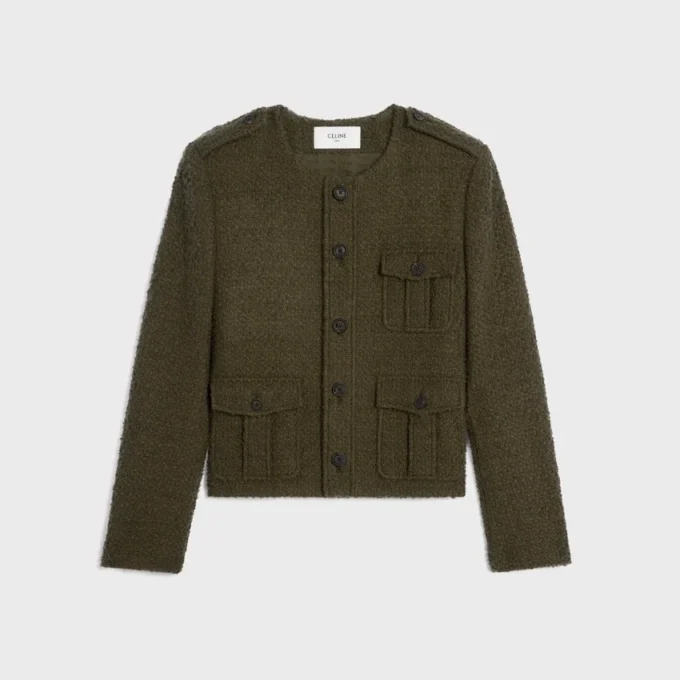 Veste Chasseur en cachemire bouclé tressé Veste Chasseur en cachemire bouclé tressé
