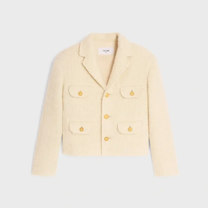 Veste chasseur en tweed de laine et mohair