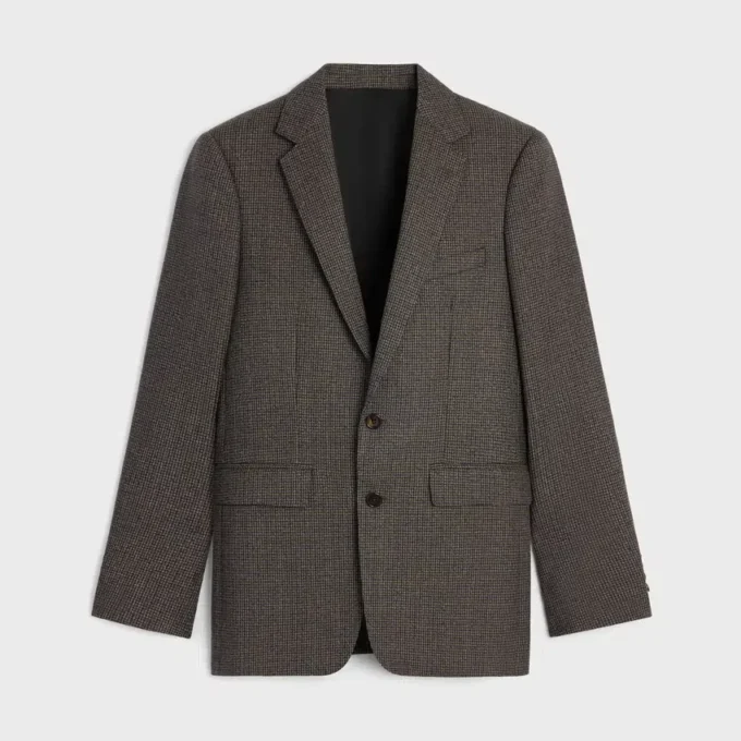 Veste Classic en laine à micro-motif pied-de-poule Veste Classic en laine à micro-motif pied-de-poule