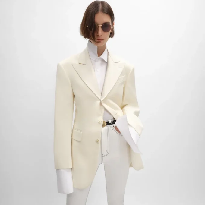 Veste Colonne en laine diagonale