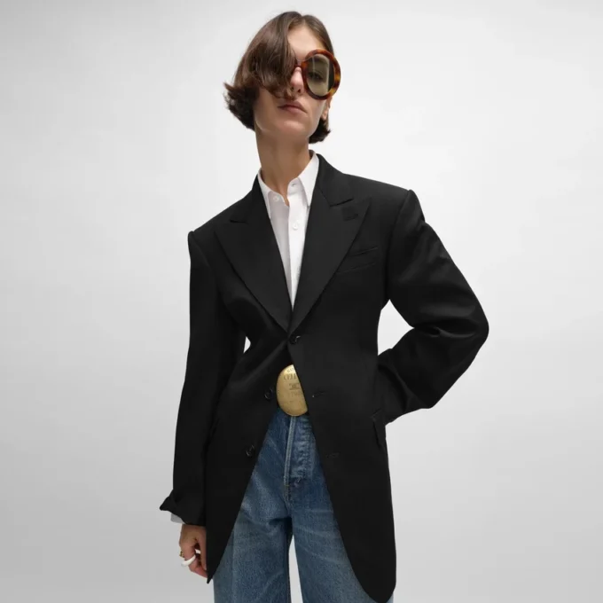 Veste Colonne en laine diagonale