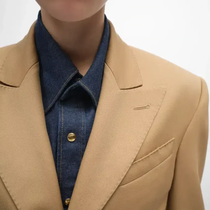 Veste Colonne en laine diagonale