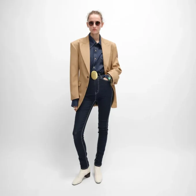 Veste Colonne en laine diagonale