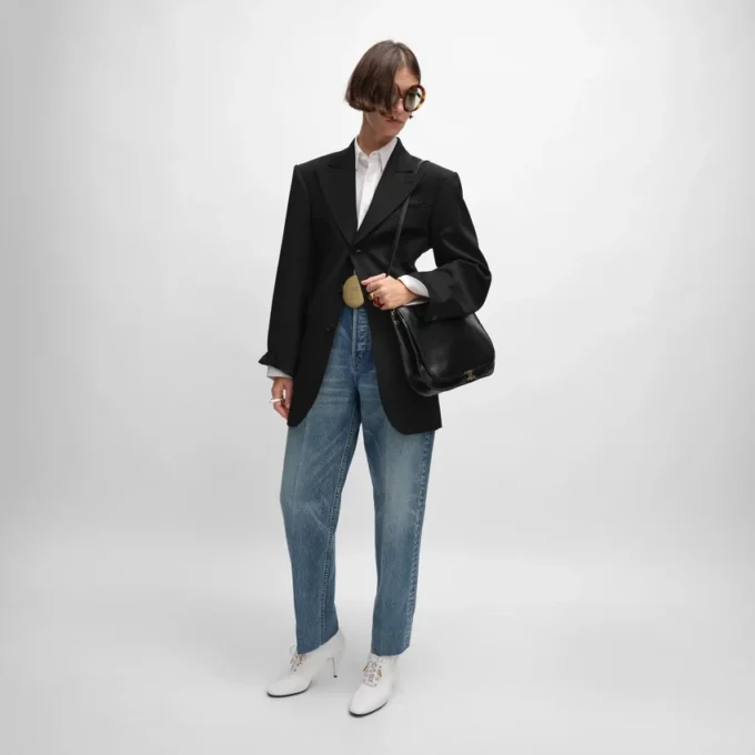 Veste Colonne en laine diagonale
