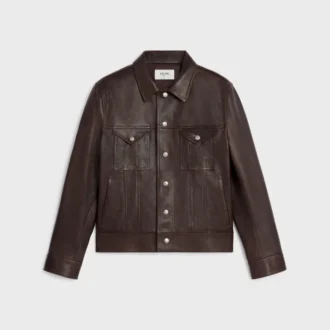 Veste de camionneur en cuir d&rsquo;agneau