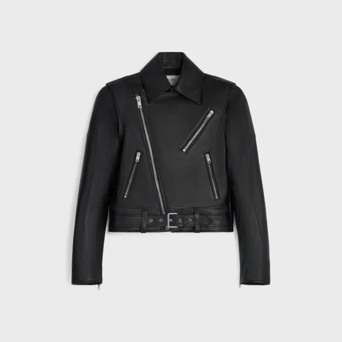 Veste de motard en cuir de veau