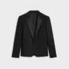Veste de smoking courte en laine et mohair