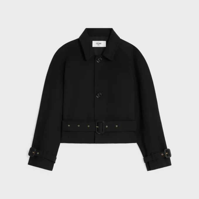 Veste en gabardine de coton et laine
