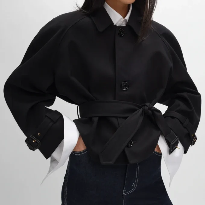 Veste en gabardine de coton et laine