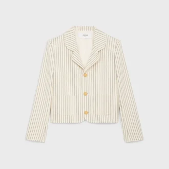 Veste en gabardine de coton rayée
