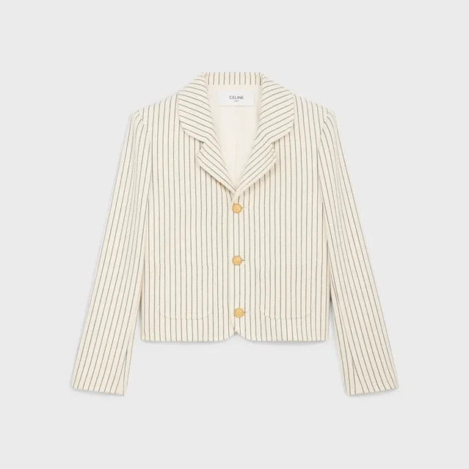 Veste en gabardine de coton rayée Veste en gabardine de coton rayée