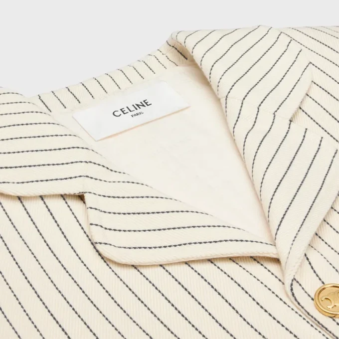 Veste en gabardine de coton rayée Veste en gabardine de coton rayée