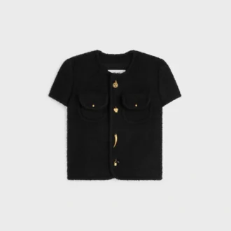 Veste à manches courtes en cachemire et laine Natta