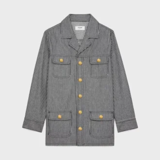 Veste safari en coton rayé Hickory