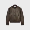 Veste Teddy Aviator en cuir de veau grainé Veste Teddy Aviator en cuir de veau grainé