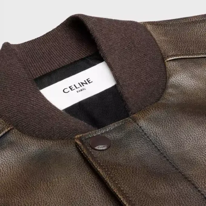 Veste Teddy Aviator en cuir de veau grainé Veste Teddy Aviator en cuir de veau grainé