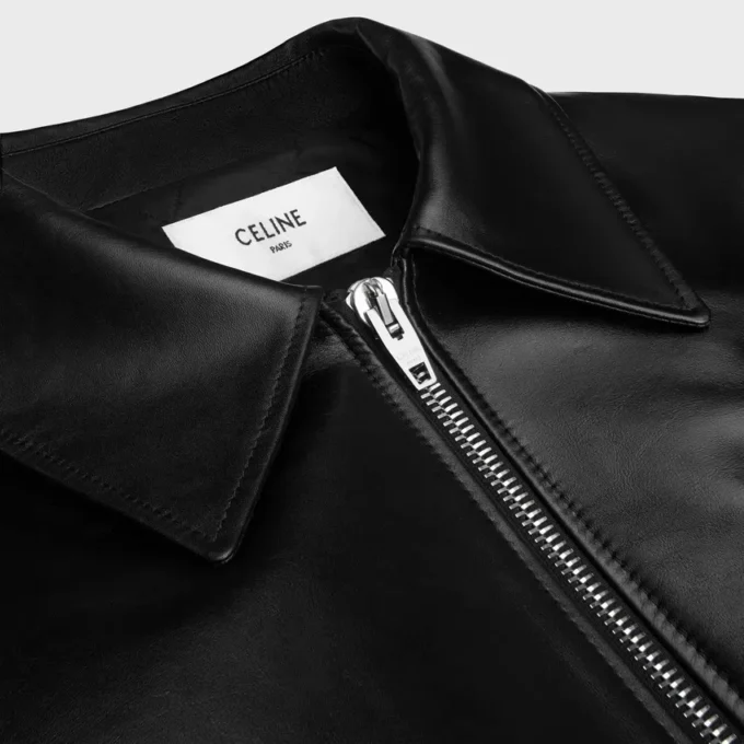 Veste Teddy en cuir de veau